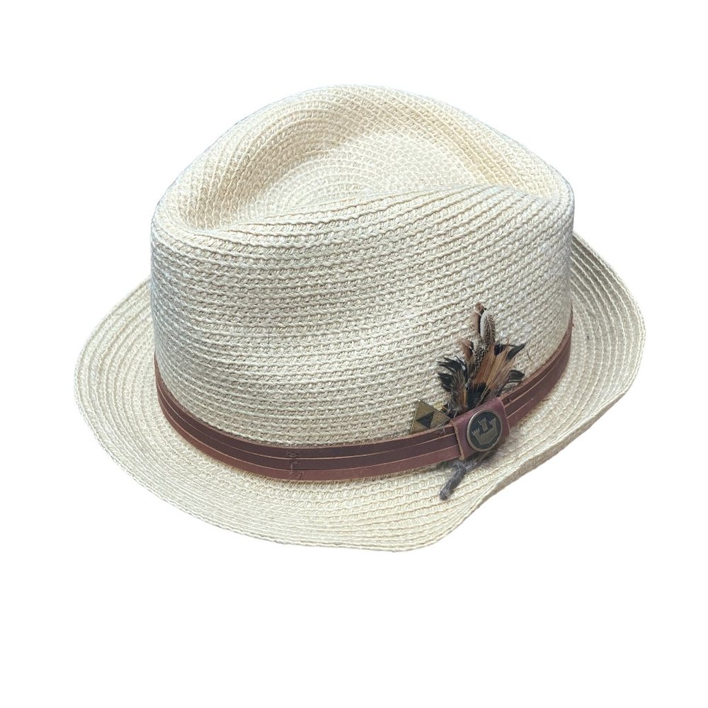 Goorin Bros Zelda Triforce Custom Feather Hemp Cotton Straw Fedora Men’s Medium